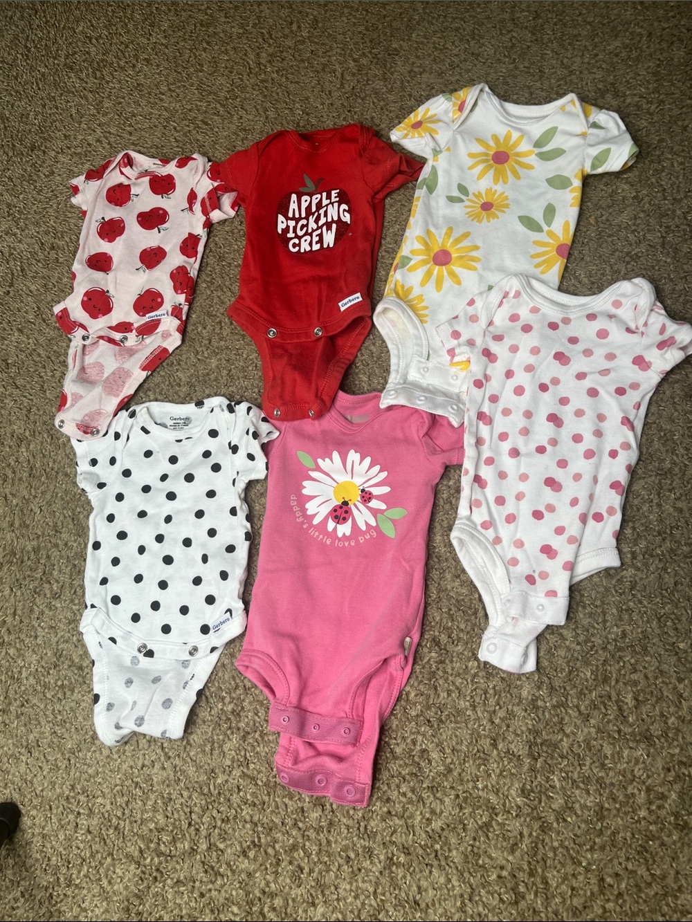 Mixed Pink & Red Baby One-Piece Bodysuit Set